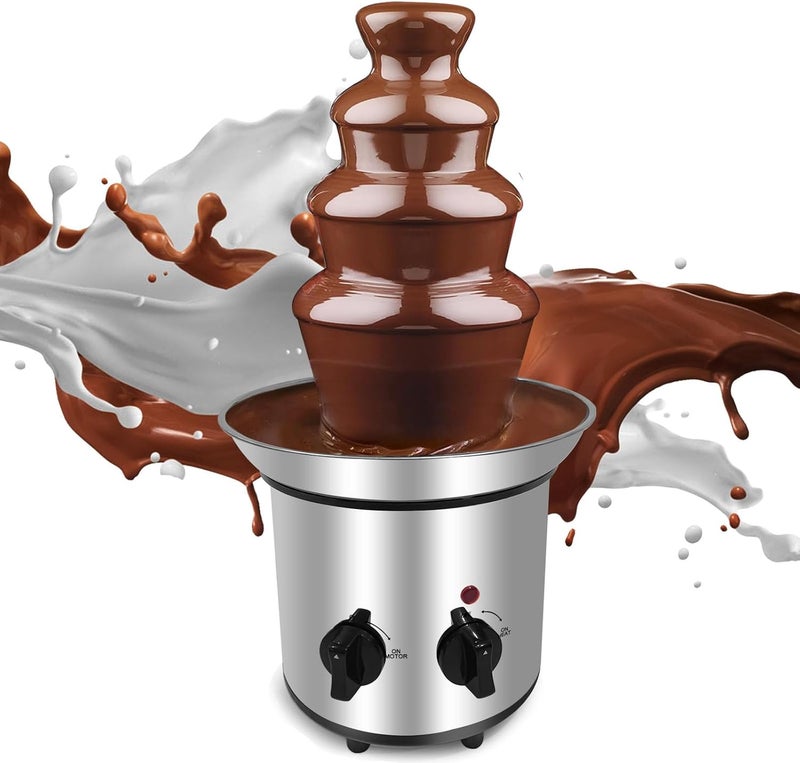 ZEVELOO آلة نافورة الشوكولاتة 4 طبقات آلة كهربائية ل fondue الشوكولاتة نافورة الجبنة مثالية لجبنة الناتشو، صلصة الشوكولاتة، الزفاف، الحفلة - Image 1